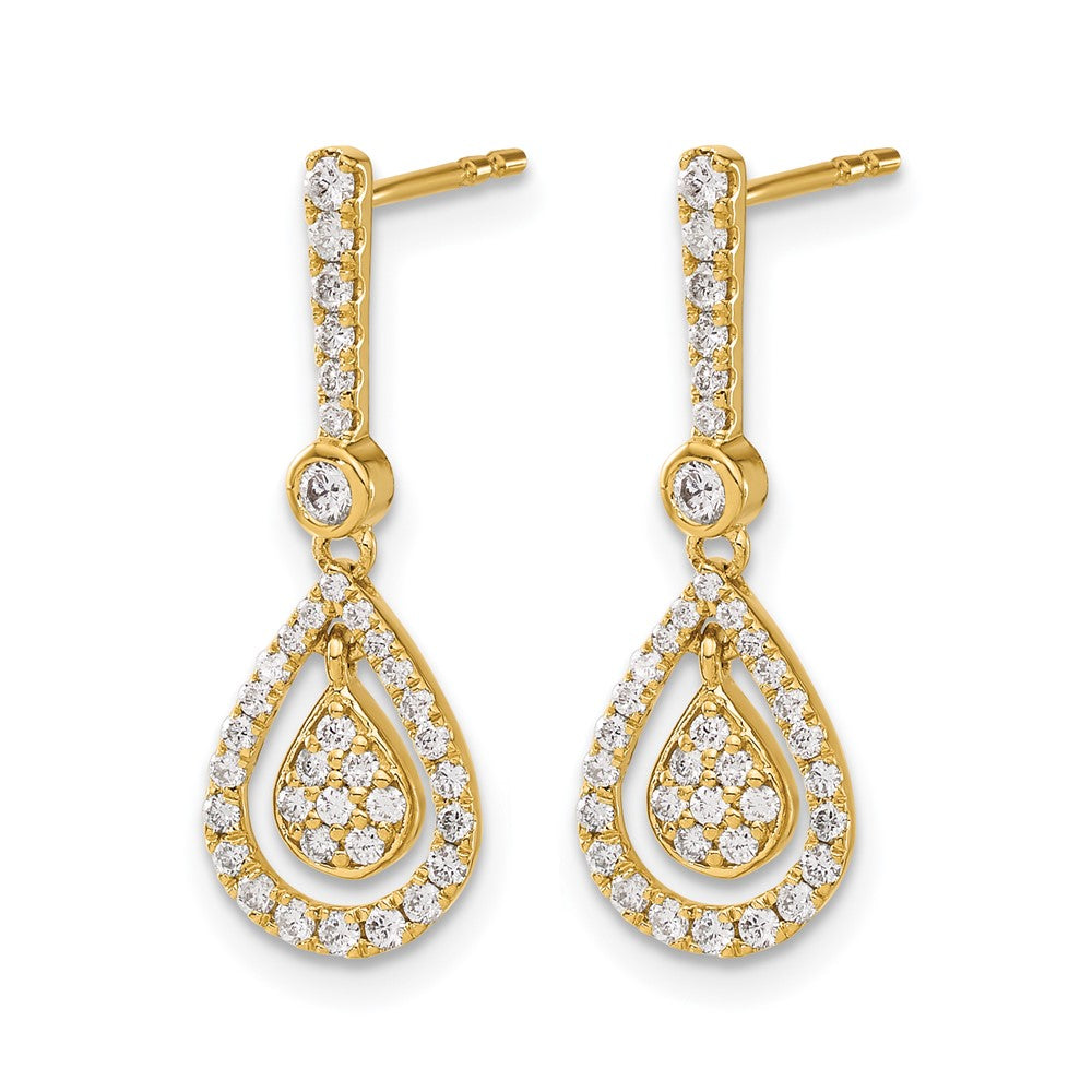 14k 1/2 carat Diamond Fancy Teardrop Dangle Post Earrings