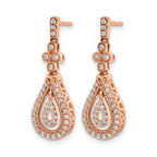 14k Rose Gold Polished 3/8 carat Diamond Teardrop Dangle Post Earrings