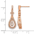 14k Rose Gold Polished 3/8 carat Diamond Teardrop Dangle Post Earrings