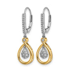 14k Two-tone Oval Cluster 1/4 carat Diamond Leverback Earrings
