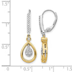 14k Two-tone Oval Cluster 1/4 carat Diamond Leverback Earrings