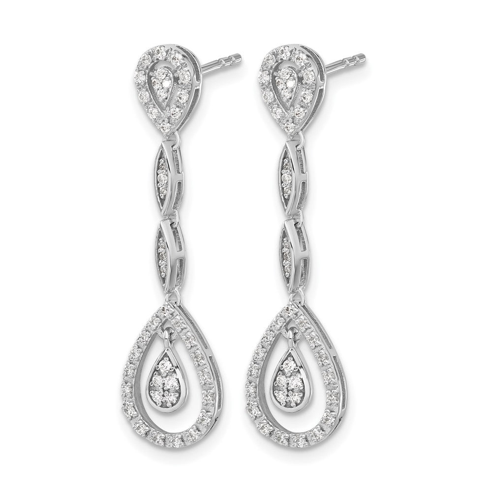 14k White Gold Teardrop 1/3 carat Diamond Dangle Post Earrings