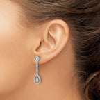 14k White Gold Teardrop 1/3 carat Diamond Dangle Post Earrings