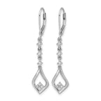 14k White Gold 1/5 carat Diamond Long Dangle Leverback Earrings
