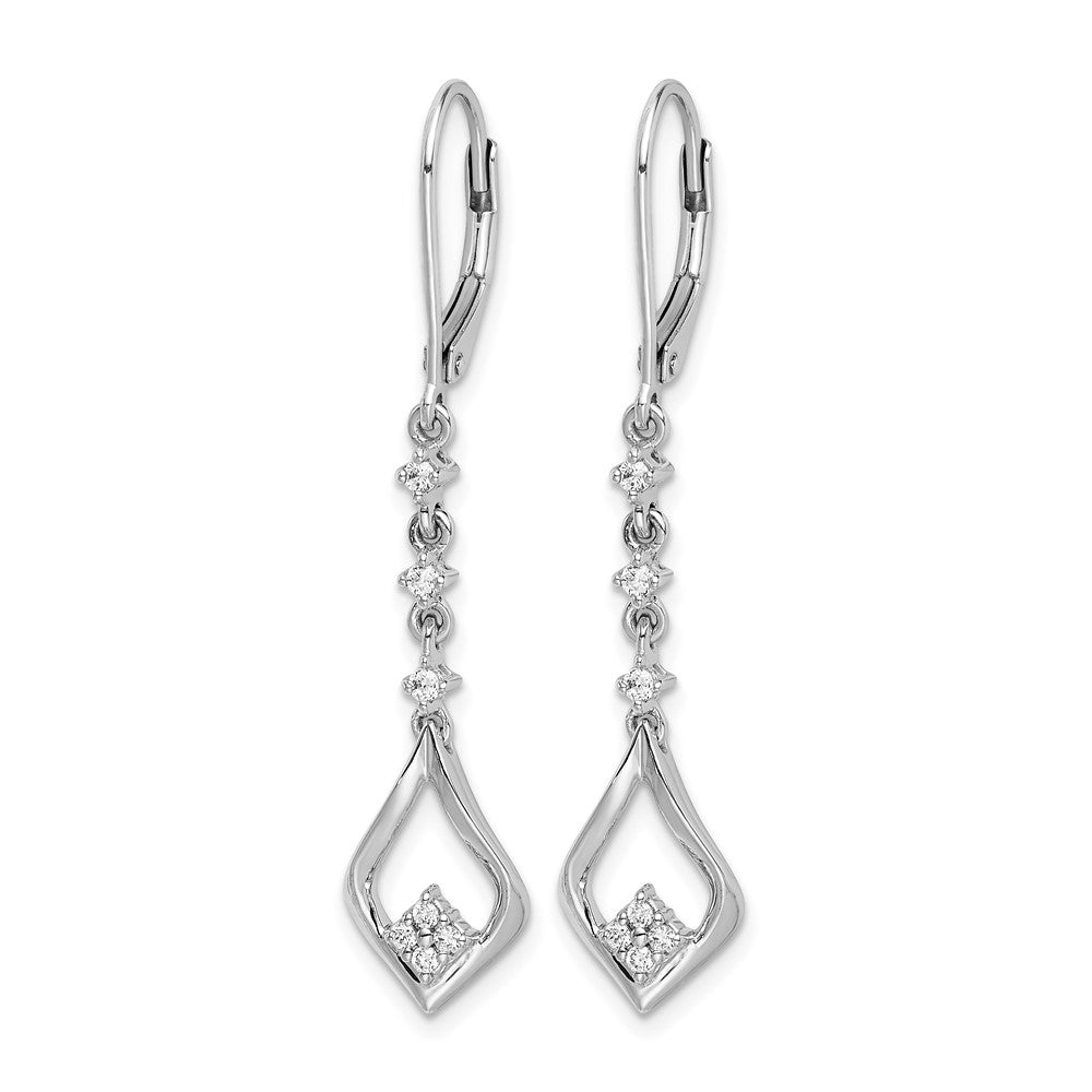 14k White Gold 1/5 carat Lab Grown Diamond VS/SI+ G+ Complete Dangle Leverback Earrings