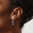 14k White Gold 1/3 carat Black and White Diamond Twisted Dangle Post Earrings