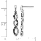 14k White Gold 1/3 carat Black and White Diamond Twisted Dangle Post Earrings