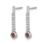 14k White Gold 1/3 carat Red/White Diamond Drop Dangle Post Earrings