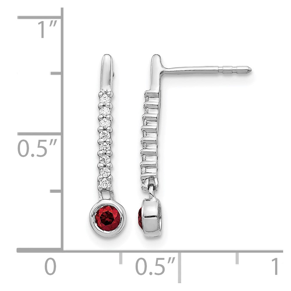 14k White Gold 1/3 carat Red/White Diamond Drop Dangle Post Earrings
