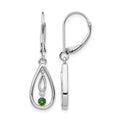 14k White Gold 1/8 carat Green Diamond Teardrop Leverback Earrings