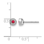 14k White Gold Diamond and 2.3mm Round Ruby Halo Post Earrings