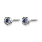 14k White Gold Diamond and 2.3mm Round Sapphire Halo Post Earrings