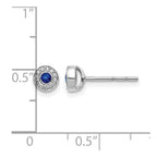 14k White Gold Diamond and 2.3mm Round Sapphire Halo Post Earrings