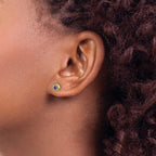 14k Diamond and 2.3mm Round Sapphire Halo Post Earrings