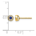 14k Diamond and 2.3mm Round Sapphire Halo Post Earrings