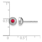 14k White Gold 2.8mm Round Ruby and Diamond Halo Post Earrings