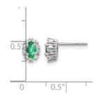 14k White Gold 1/5 carat Lab Grown Diamond VS/SI+ G+ and Oval Created Emerald Complete Halo Post Earrings