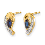 14k 5x2.5mm Marquise Sapphire and Diamond Curved Post Earrings