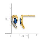 14k 5x2.5mm Marquise Sapphire and Diamond Curved Post Earrings