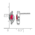 14k White Gold 5x2.5mm Marquise Ruby and Diamond Post Earrings