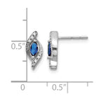 14k White Gold 5x2.5mm Marquise Sapphire and Diamond Post Earrings