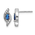 14k White Gold 5x2.5mm Marquise Sapphire and Diamond Post Earrings