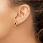 14k 5x2.5mm Marquise Sapphire and Diamond Post Earrings