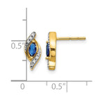 14k 5x2.5mm Marquise Sapphire and Diamond Post Earrings