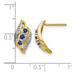 14k Polished Sapphire and Diamond Curve Post Earrings