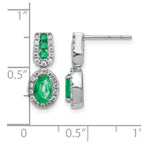 14k White Gold 6x4mm Oval Emerald and Diamond Halo Post Earrings