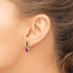 14k 6x4mm Oval Ruby and Diamond Halo Post Earrings