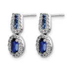14k White Gold 6x4mm Oval Sapphire and Diamond Halo Post Earrings