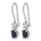 14k White Gold 6x4mm Oval Sapphire and Diamond Shepherd Hook Earrings