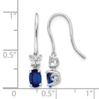 14k White Gold 6x4mm Oval Sapphire and Diamond Shepherd Hook Earrings