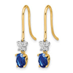14k Two-Tone 6x4mm Oval Sapphire and Diamond Shepherd Hook Earrings