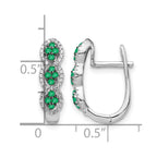 14k White Gold Emerald Cluster and Diamond Hinged Hoop Earrings