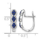 14k White Gold Blue Sapphire Cluster and Diamond Hinged Hoop Earrings