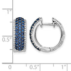 14k White Gold Diamond and Sapphire 18mm Hinged Hoop Earrings