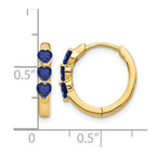 14k 3mm Heart Lab Created Sapphire Polished Hinged Hoop Earrings