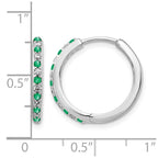 14k White Gold 1/5 carat Lab Grown Diamond VS/SI+ G+ and Created Emerald Complete Hinged Hoop Earrings