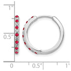 14k White Gold Diamond and Ruby 19mm Hinged Hoop Earrings