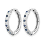 14k White Gold Diamond and Sapphire 19mm Hinged Hoop Earrings