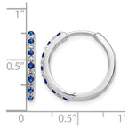14k White Gold Diamond and Sapphire 19mm Hinged Hoop Earrings