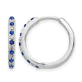 14k White Gold 1/5 carat Lab Grown Diamond VS/SI+ G+ and Created Sapphire Complete Hinged Hoop Earrings