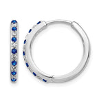 14k White Gold 1/5 carat Lab Grown Diamond VS/SI+ G+ and Created Sapphire Complete Hinged Hoop Earrings