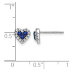 14k White Gold Sapphire Cluster and Diamond Halo Heart Post Earrings