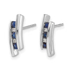 14k White Gold Princess Sapphire and Diamond Post Earrings