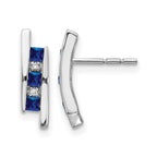 14k White Gold Princess Sapphire and Diamond Post Earrings