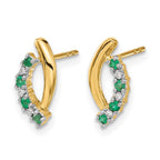 14k Emerald and Diamond Curved Post Earrings