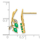 14k Diamond and Pear Emerald Floral Post Earrings
